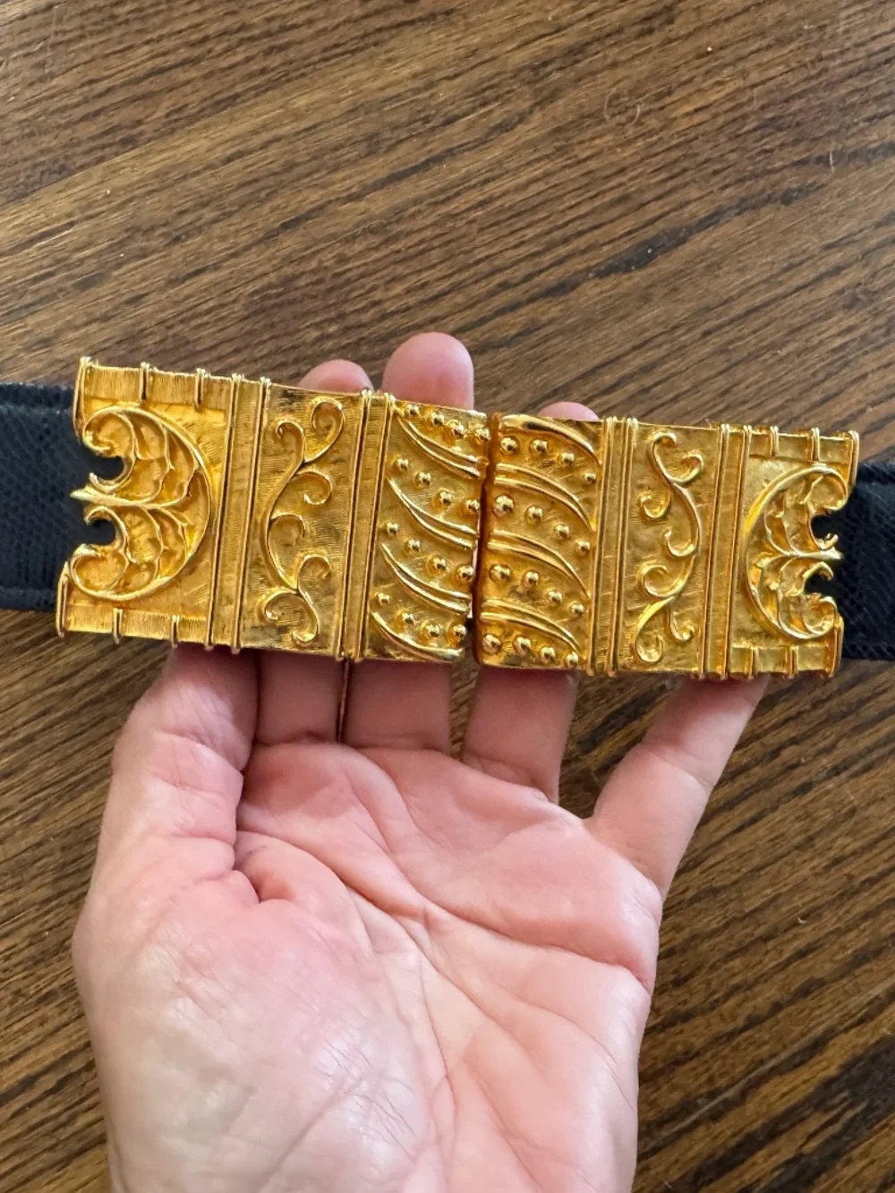 Vintage Alexis Kirk Gold Etruscan Scroll Belt - New / Never Worn